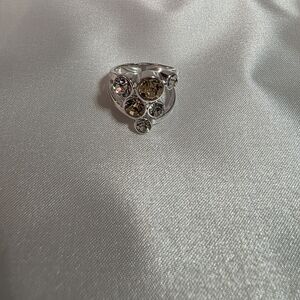 Silver Ring with Champagne and Clear Stones - Women Jewelry